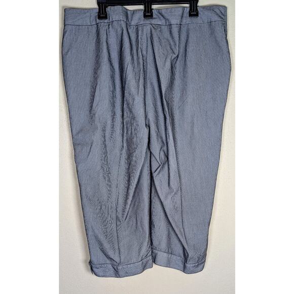 APOSTROPHE Women's BlackWhite Striped Cropped Flat Front Pants - SIZE 20W - Picture 2 of 9